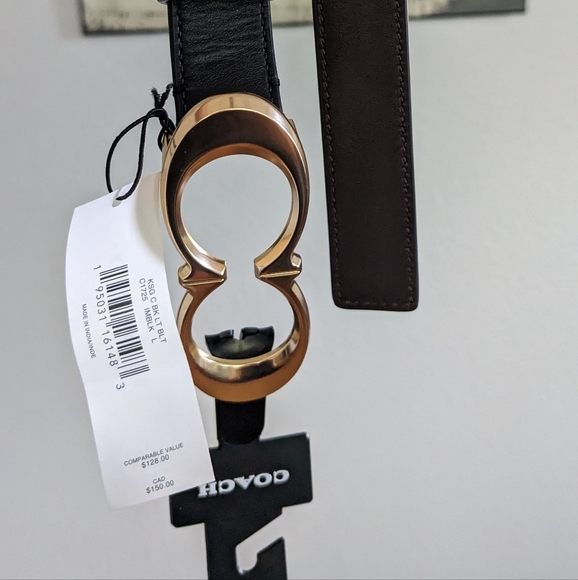 Coach Signature Double C 25 mm Refined Calf Leather Belt Size Large New in Box ❤ - Picture 3 of 5